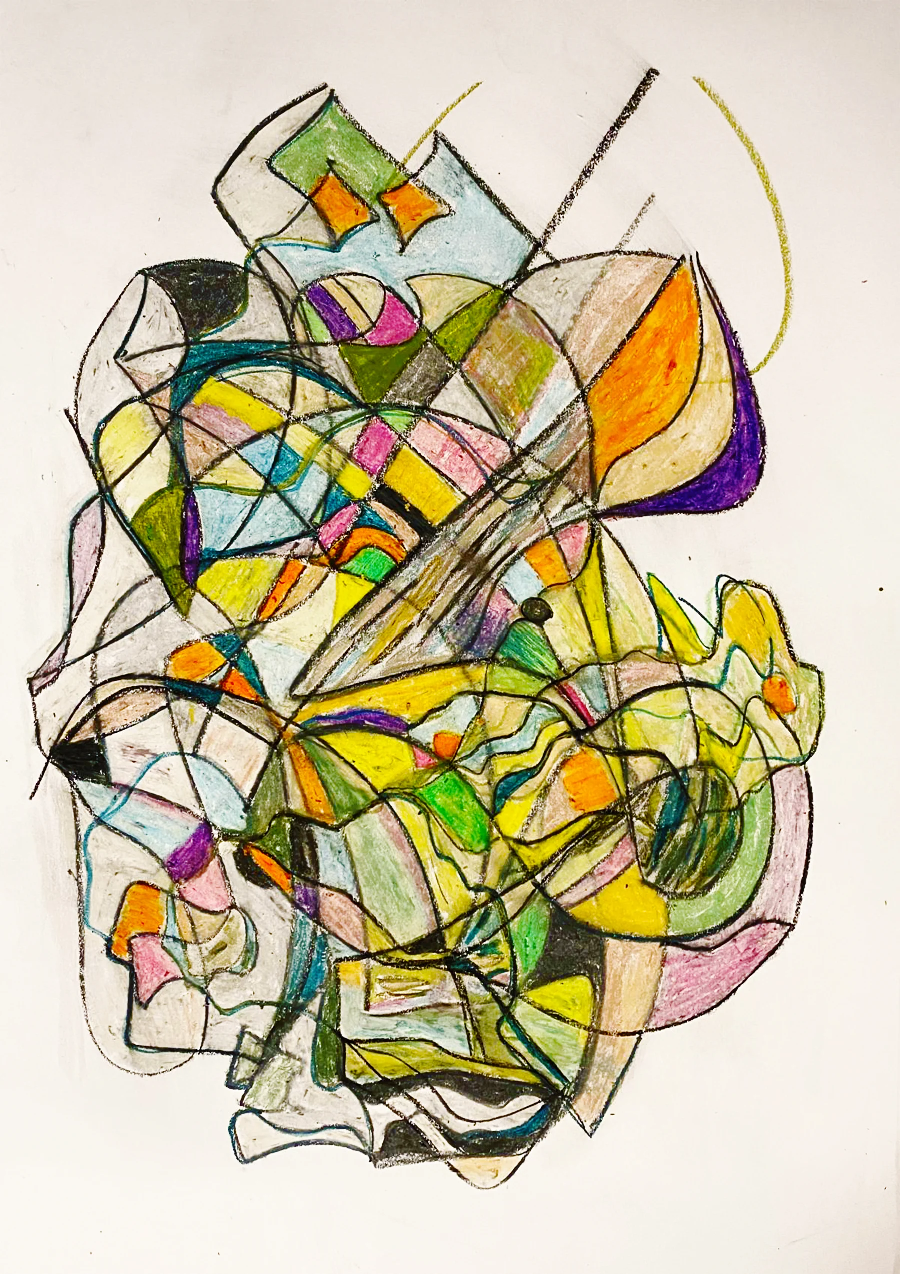 Small Broken Garden abstract artwork with colored fragments and black linework