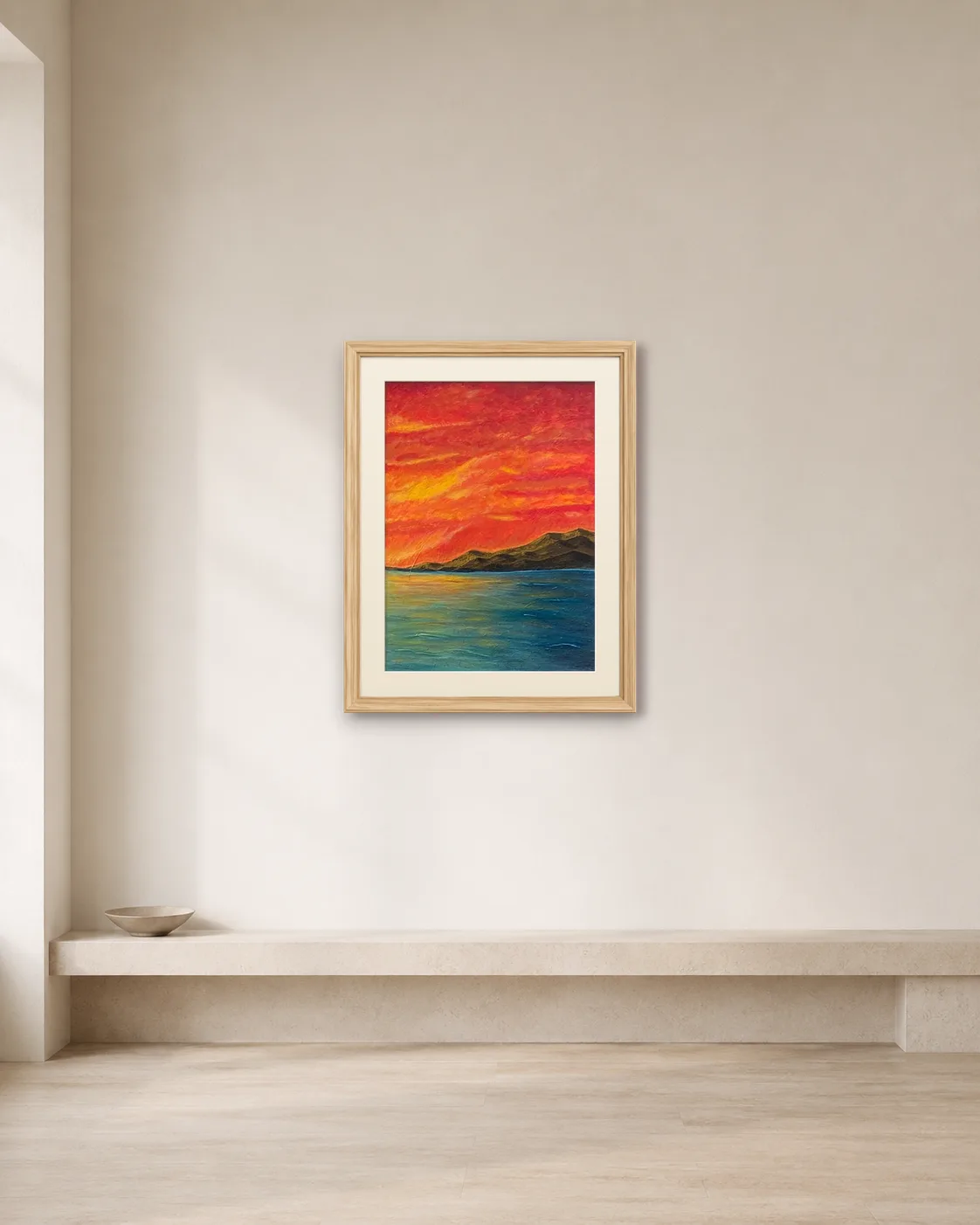 Ember Horizon shown framed on a neutral collector wall