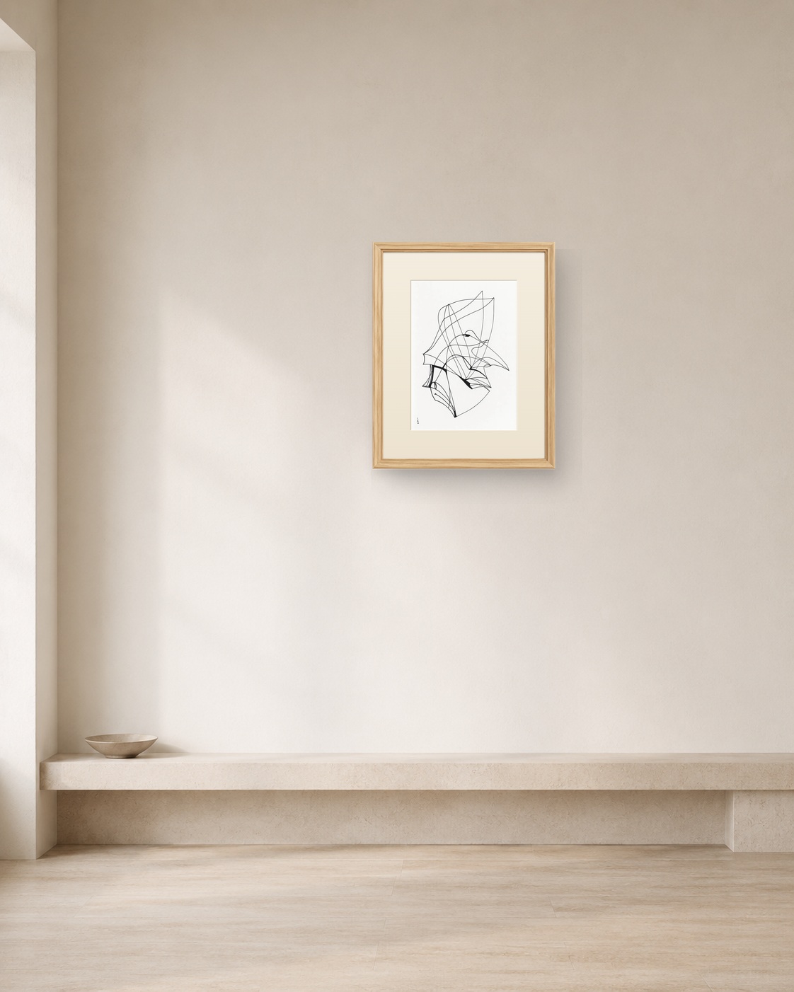 Folded Flight shown framed on a neutral collector wall