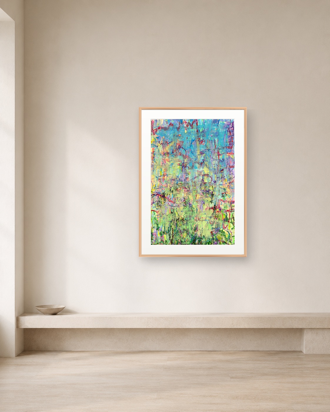 Iridescent Field gerahmt an einer neutralen Sammlerwand